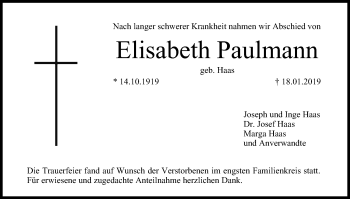 Anzeige von Elisabeth Paulmann von MGO