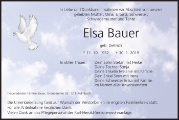 Anzeige von Elsa Bauer von MGO