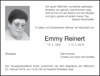 Anzeige von Emmy Reinert von MGO