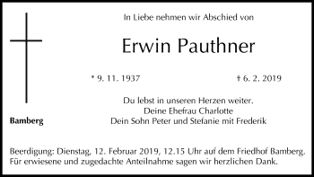 Anzeige von Erwin Pauthner von MGO