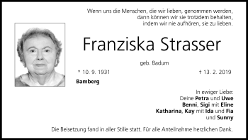 Anzeige von Franziska Strasser von MGO