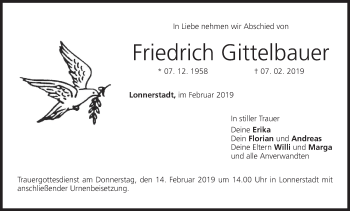 Anzeige von Friedrich Gittelbauer von MGO