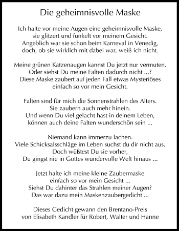 Anzeige von Gedicht  von MGO