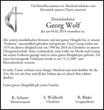 Anzeige von Georg Wolf von MGO