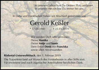 Anzeige von Gerold Keßler von MGO