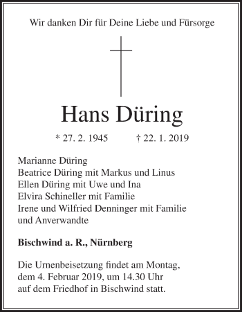 Anzeige von Hans Düring von MGO
