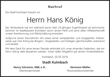 Anzeige von Hans König von MGO