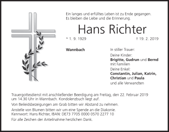 Anzeige von Hans Richter von MGO