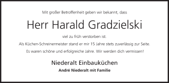 Anzeige von Harald Gradzielski von MGO