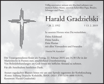 Anzeige von Harald Gradzielski von MGO