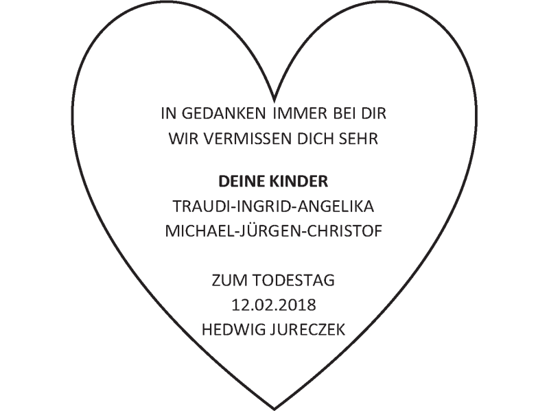  Traueranzeige für Hedwig  Jureczek vom 12.02.2019 aus MGO