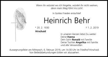 Anzeige von Heinrich Behr von MGO