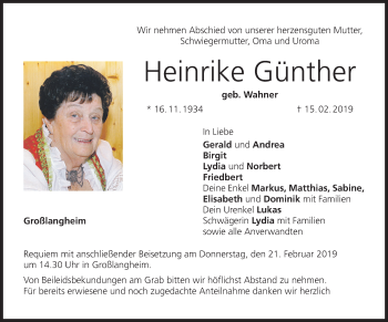 Anzeige von Heinrike Günther von MGO