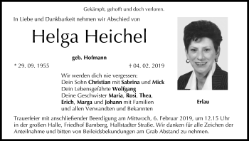 Anzeige von Helga Heichel von MGO