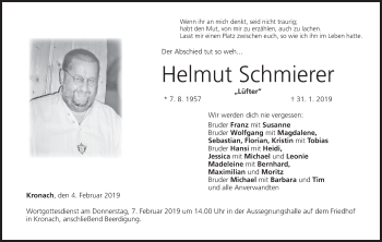 Anzeige von Helmut Schmierer von MGO