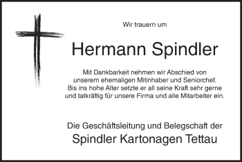 Anzeige von Hermann Spindler von MGO