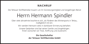 Anzeige von Hermann Spindler von MGO