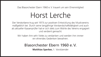Anzeige von Horst Lerche von MGO