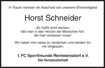 Anzeige von Horst Schneider von MGO