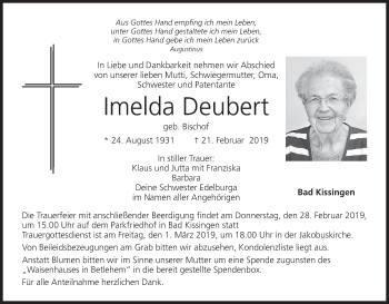 Anzeige von Imelda Deubert von MGO
