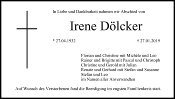 Anzeige von Irene Dölcker von MGO
