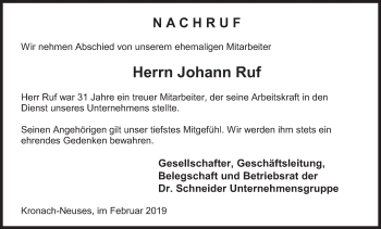 Anzeige von Johann Ruf von MGO