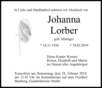 Anzeige von Johanna Lorber von MGO