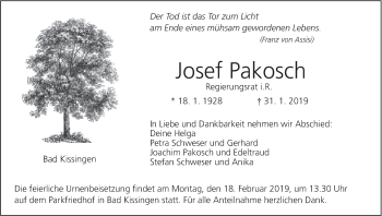 Anzeige von Josef Pakosch von MGO