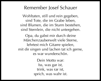 Anzeige von Josef Schauer von MGO