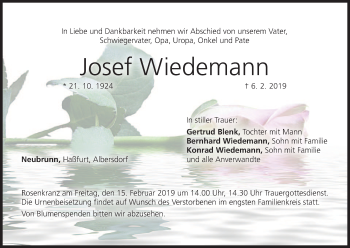 Anzeige von Josef Wiedemann von MGO