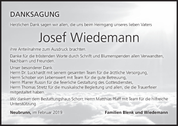 Anzeige von Josef Wiedemann von MGO