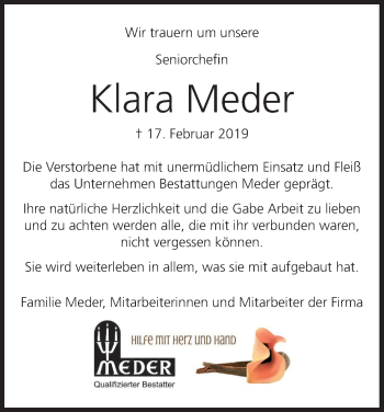 Anzeige von Klara Meder von MGO