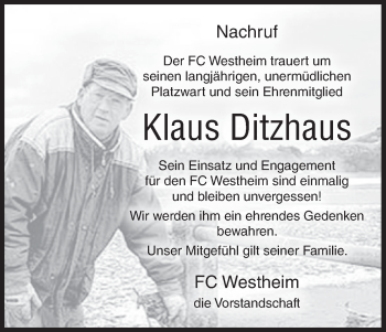 Anzeige von Klaus Ditzhaus von MGO