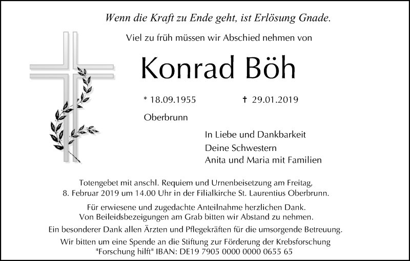  Traueranzeige für Konrad Böh vom 05.02.2019 aus MGO