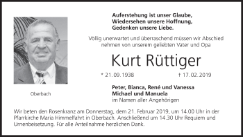 Anzeige von Kurt Rüttiger von MGO