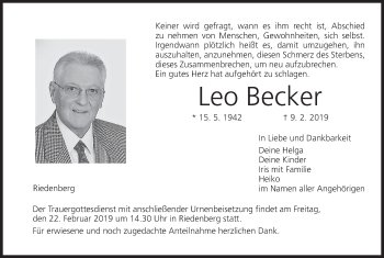 Anzeige von Leo Becker von MGO