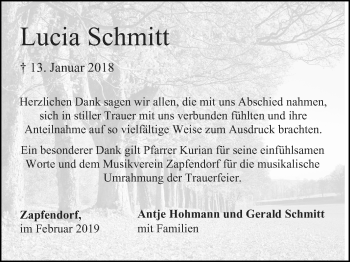 Anzeige von Lucia Schmitt von MGO