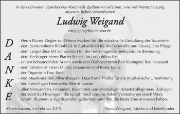Anzeige von Ludwig Weigand von MGO