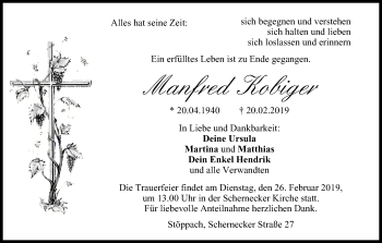 Anzeige von Manfred Kobiger von MGO