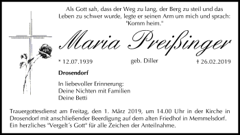 Anzeige von Maria Preißinger von MGO