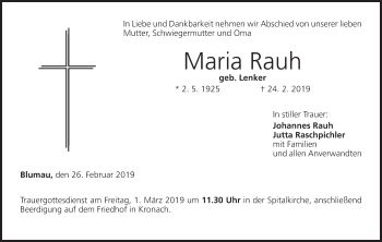 Anzeige von Maria Rauh von MGO