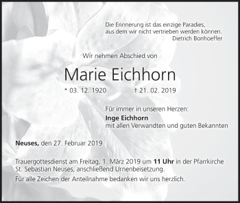 Anzeige von Marie Eichhorn von MGO