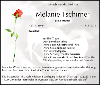 Anzeige von Melanie Tschirner von MGO