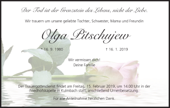 Anzeige von Olga Pitschujew von MGO