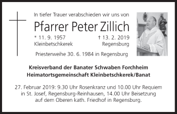 Anzeige von Peter Zillich von MGO