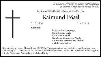 Anzeige von Raimund Fösel von MGO