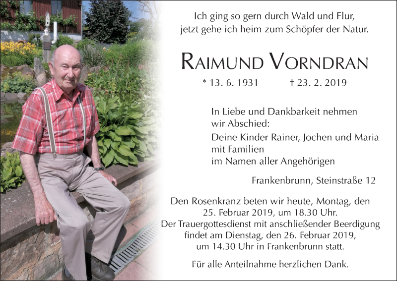  Traueranzeige für Raimund Vorndran vom 25.02.2019 aus MGO