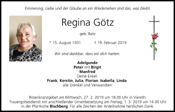 Anzeige von Regina Götz von MGO