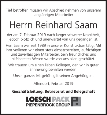 Anzeige von Reinhard Saam von MGO