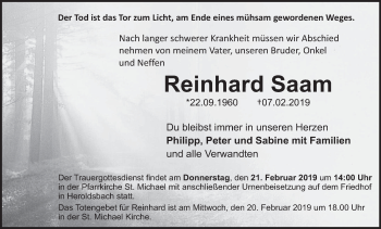 Anzeige von Reinhard Saam von MGO
